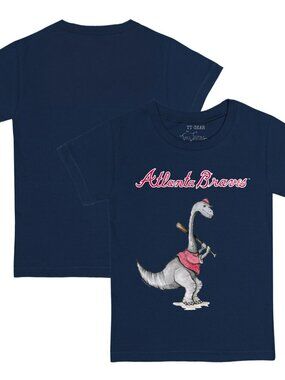 Atlanta Braves Bronto Navy Kids Tee with Dinosaur Graphic